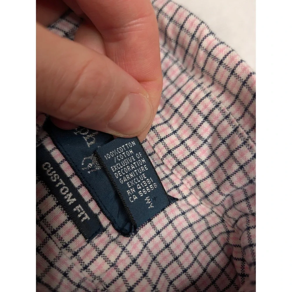 Ralph Lauren Vintage Plaid Button Down Shirt Mens Size S Pink Navy - Picture 6 of 7